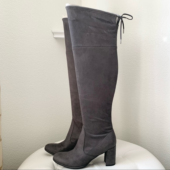 NWOT Marc Fisher Lencon Over-the-knee Boots in Grey Fabric - Picture 2 of 9